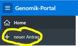  Klicken Sie im Navigationsmenü auf neuer Antrag. 