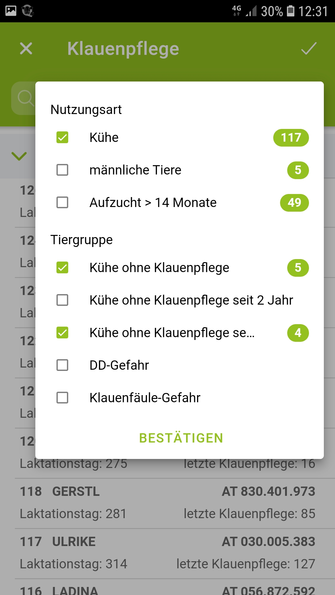 Filterfunktion mit Mehrfachauswahl